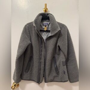 Patagonia Gray Sherpa Fleece Zip Jacket Size Small